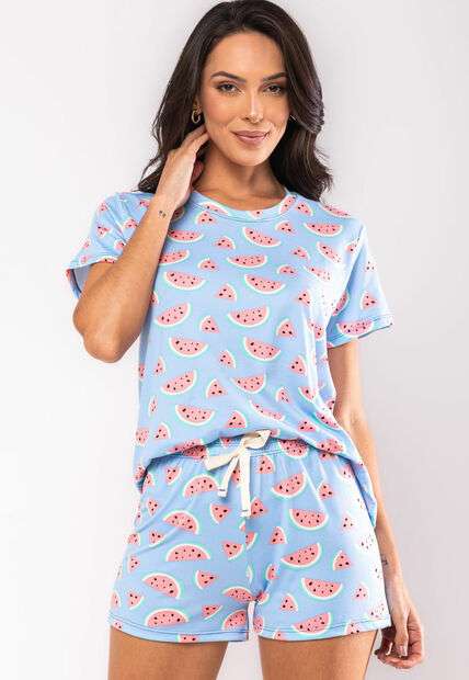 Image_Pijama Short e Blusa M/C Malha Azul Salvatore Fashion