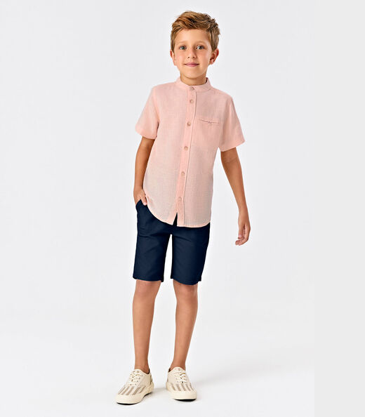 Conjunto Menino Camisa Com Bermuda Trick Nick Rosa