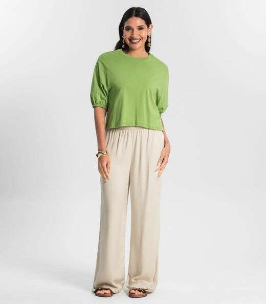 Blusa Feminina Manga Camponesa Rovitex Verde