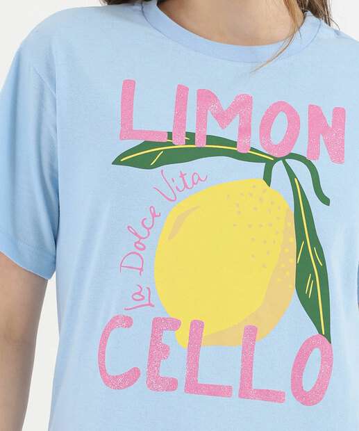Camiseta Juvenil Estampa Limão Marisa Tam 06 a 14 Azul