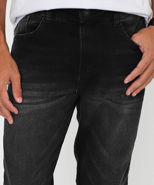 Calça Masculina Jeans Slim Bolsos Gangster Preto