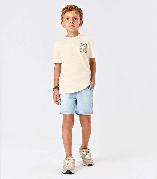 Conjunto Camiseta Com Bermuda Trick Nick Bege