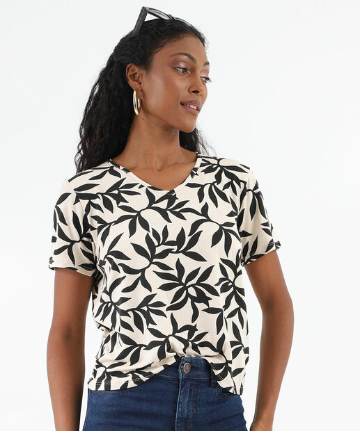 Image_Blusa Feminina Folhas Manga Curta Marisa Off White