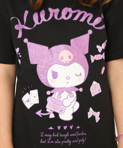 Blusa Infantil Hello Kitty Sanrio Tam 4 a 10 Preto
