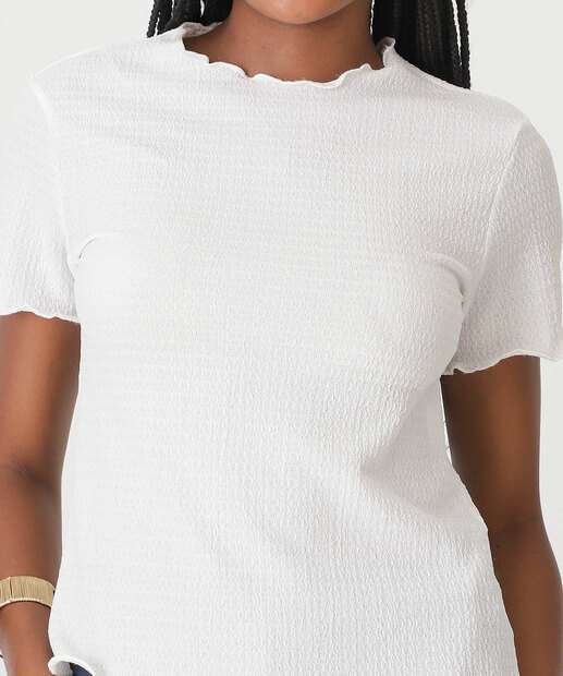 Blusa Feminina Overlock Textura Marisa Branco