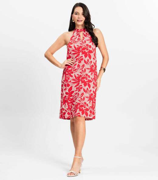 Vestido Curto em Viscotorcion Rovitex Vermelho