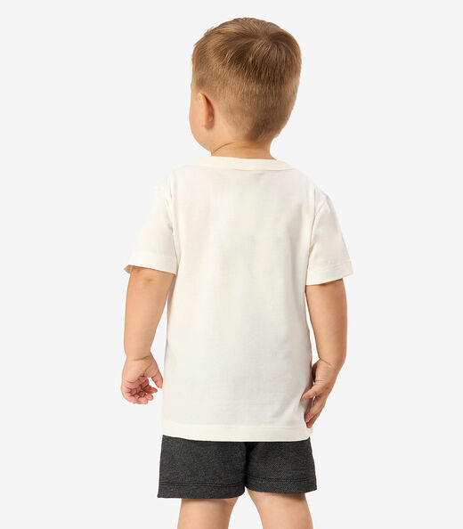 Conjunto Camiseta Com Bermuda Infantil Rovi Kids Bege
