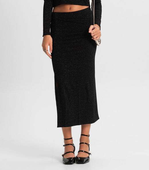 Conjunto Juvenil Blusa Com Saia Midi Minty Preto