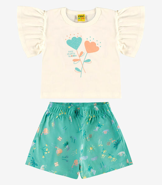 Image_Conjunto Infantil Blusa Com Shorts Rovi Kids Bege