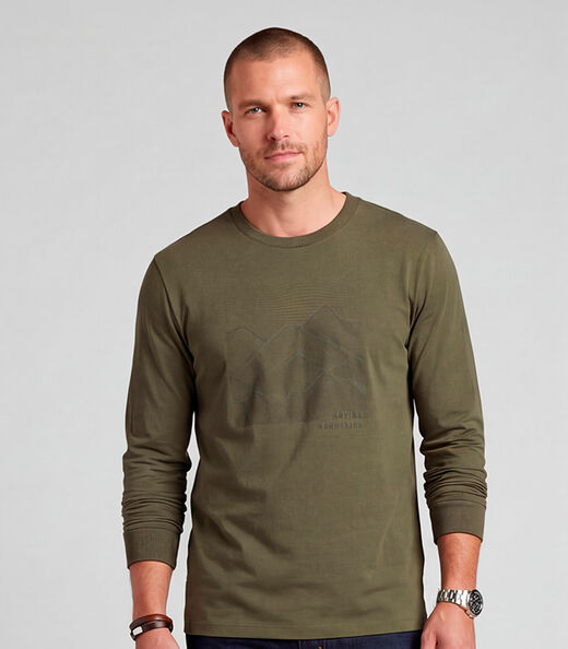 Camiseta Manga Longa Meia Malha Diametro Verde