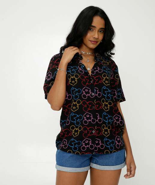 Image_Camisa Feminina Estampa Mickey Manga Curta Disney
