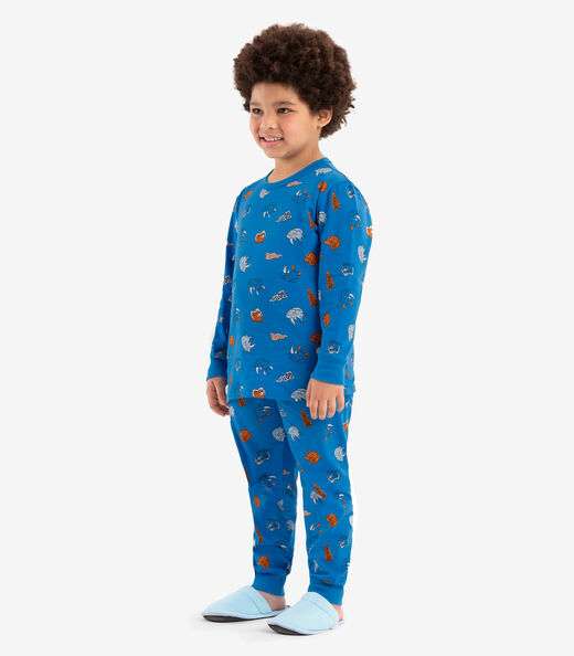 Pijama meia malha Rovi Kids Azul