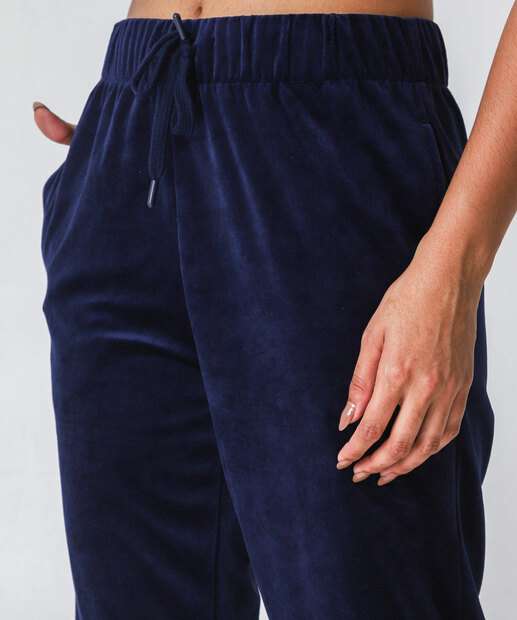 Calça Jogger Plush Feminina Fitness Marisa Azul
