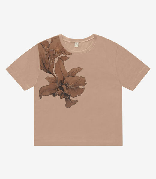 T- Shirt Feminina Meia Malha Rovitex Marrom