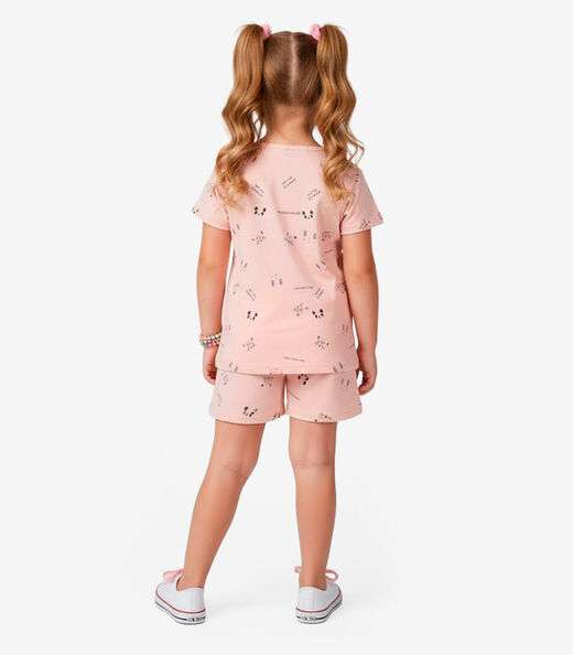 Conjunto Infantil Blusa com Shorts Select Rosa
