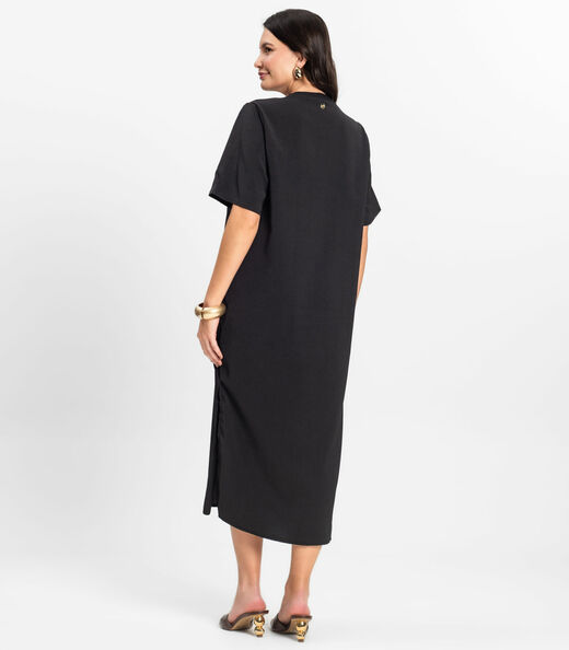 Vestido Feminino Midi em Twill Cey Rovitex Preto