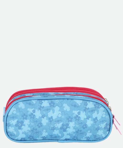 Estojo Escolar Infantil Triplo Stitch e Angel Disney 