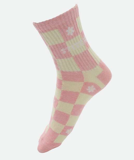 Kit 2 Pares Meias Soquete Feminina Stitch Disney Rosa