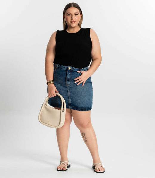 Regata Feminina Plus Size Secret Glam Preto
