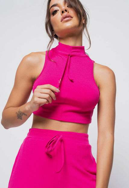 Image_Cropped  Regata Sport Cadarço Gola Malha Canelada Pink