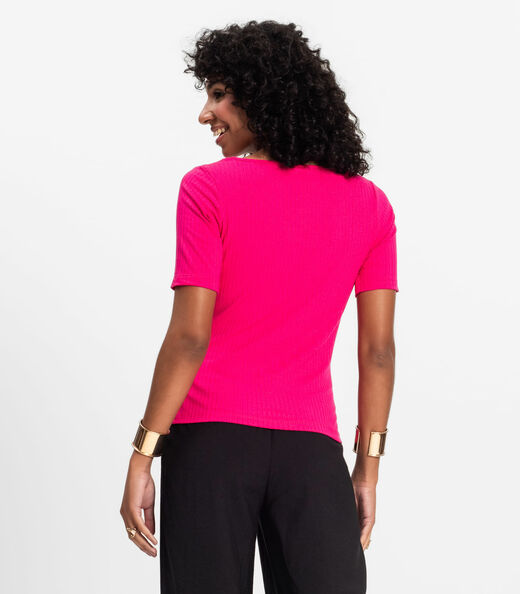 Blusa em Ribana Canelada Rovitex Rosa
