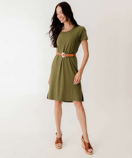 Vestido Feminino Básico Manga Curta Marisa