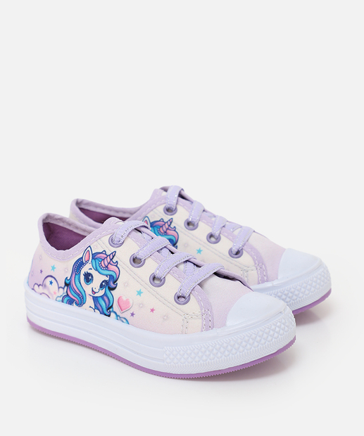 Tênis Infantil Casual Estampa Únicornio Lilás