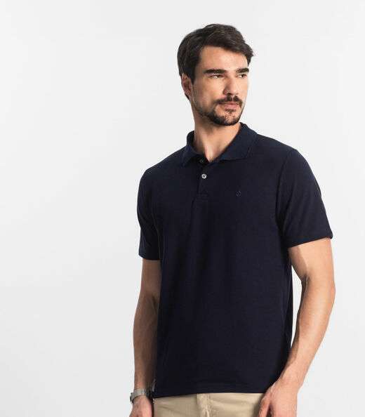 Camisa Polo Básica Masculina Diametro Azul