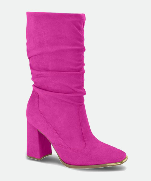Bota Feminina Cano Alto Franzido Salto Grosso Vizzano 