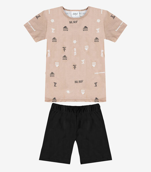 Conjunto Infantil Camiseta e Bermuda Select Bege
