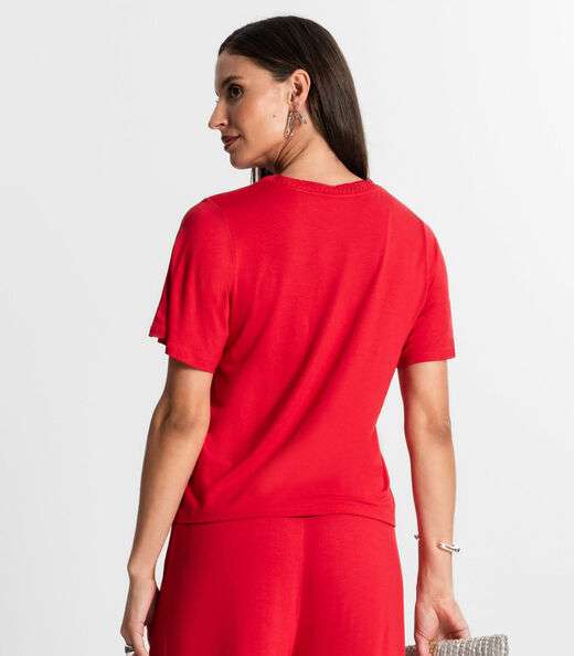 Blusa Feminina Manga Curta Rovitex Vermelho