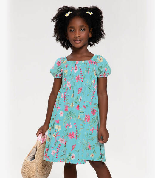 Vestido Infantil Em Ribana Canelada Trick Nick Azul
