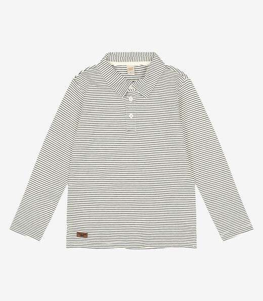 Camisa Listrada Infantil Manga Longa Trick Nick Bege