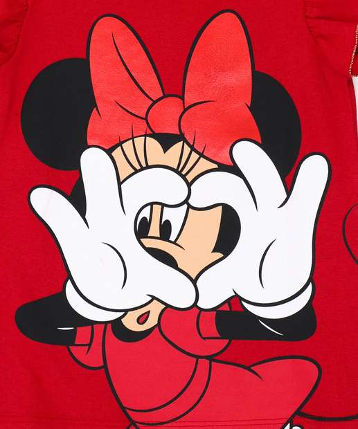 Blusa Infantil Estampa Babado Minnie Disney Tam 1 a 3