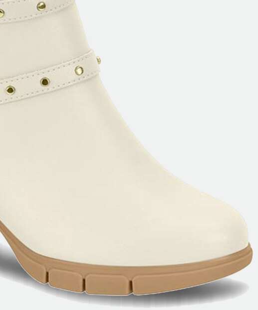 Bota Feminina Cano Curto Salto Grosso Tachas Modare 