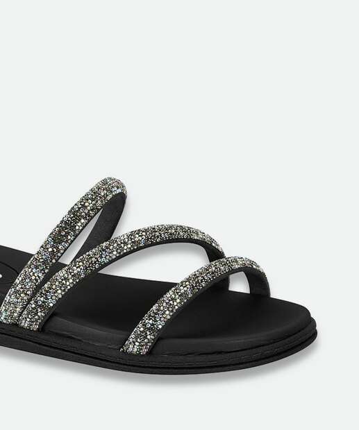 Rasteirinha Feminina Strass Beira Rio Preto