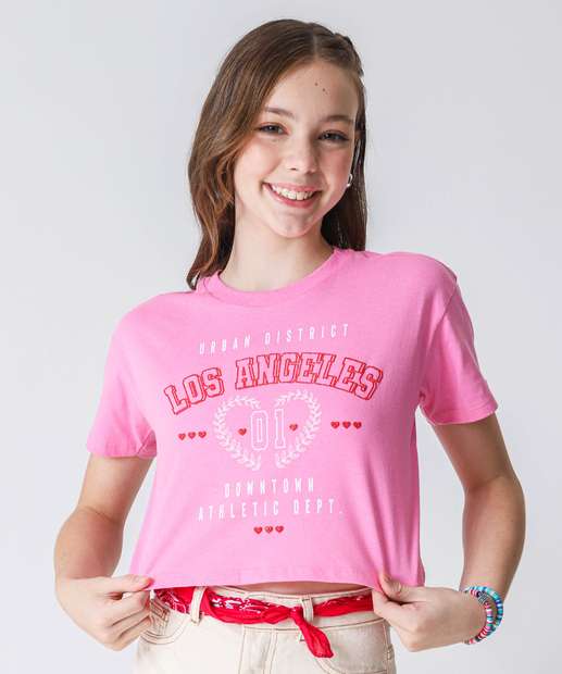 Image_Blusa Juvenil Cropped Estampado Marisa Tam 10 a 16 Rosa