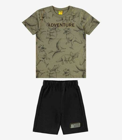 Conjunto Infantil Camiseta Com Bermuda Rovi kids Verde