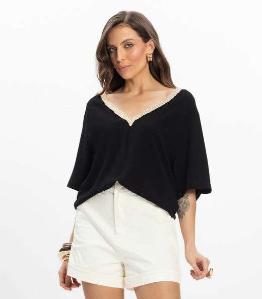 Image_T- shirt em V Feminina Endless Preto