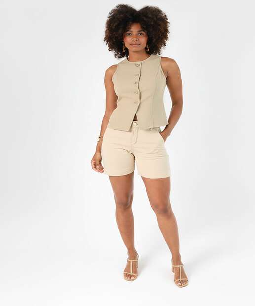 Image_Bermuda Feminina Sarja Alfaiataria Bege