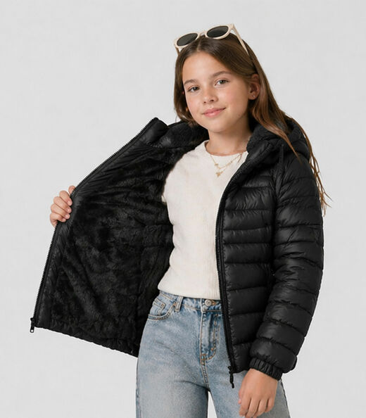 Jaqueta Infantil Menina Peluciada Sea Surf Preto