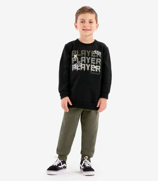 Conjunto Infantil Blusão Com Calça Rovi Kids Preto