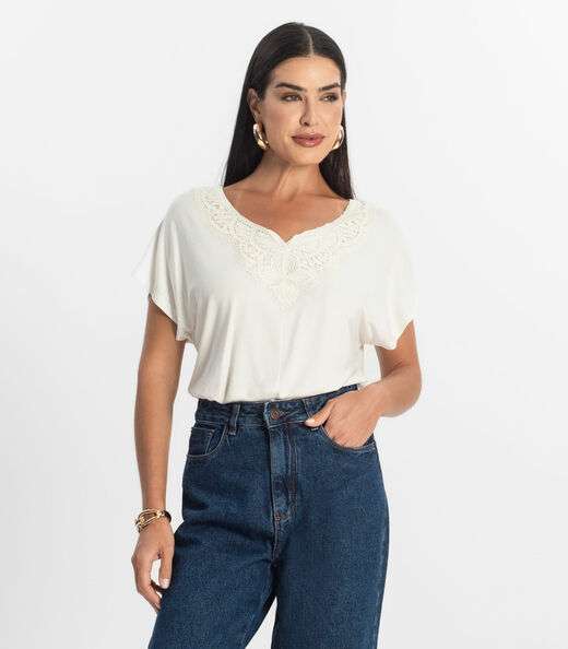 Image_Blusa Feminina Manga Curta Viscotorcion Select Bege
