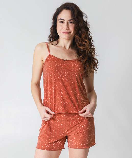 Image_Baby Doll Liganete Estampa Poá Alças Finas Marisa Marrom