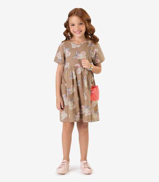 Vestido em Meia Malha Rovi Kids Marrom