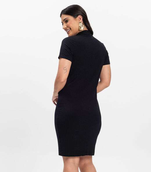 Vestido Curto de Ribana Feminino Rovitex Preto