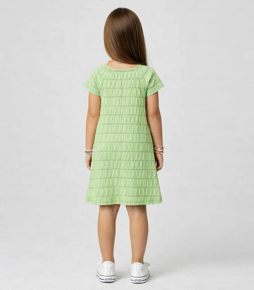 Vestido Infantil Com Franzido Na Manga Select Verde