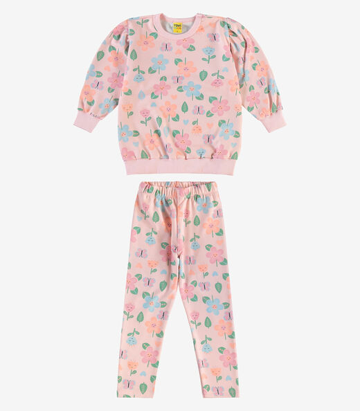 Conjunto Blusão com Legging Malha Soft Rovi kids Rosa