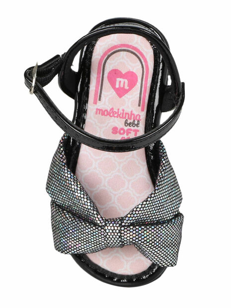 Sandália Rasteira Infantil Molekinha Holográfico Preto