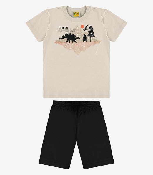 Conjunto Infantil Camiseta com Bermuda Rovi Kids Bege